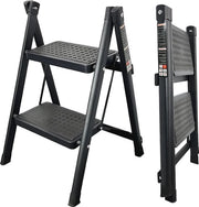Scala a piattaforma pieghevole 2-trappi con pedale antiscivolo