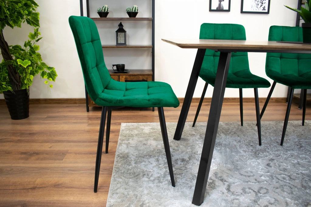 Sedia Valora PYRA in velluto verde scuro, design moderno x2