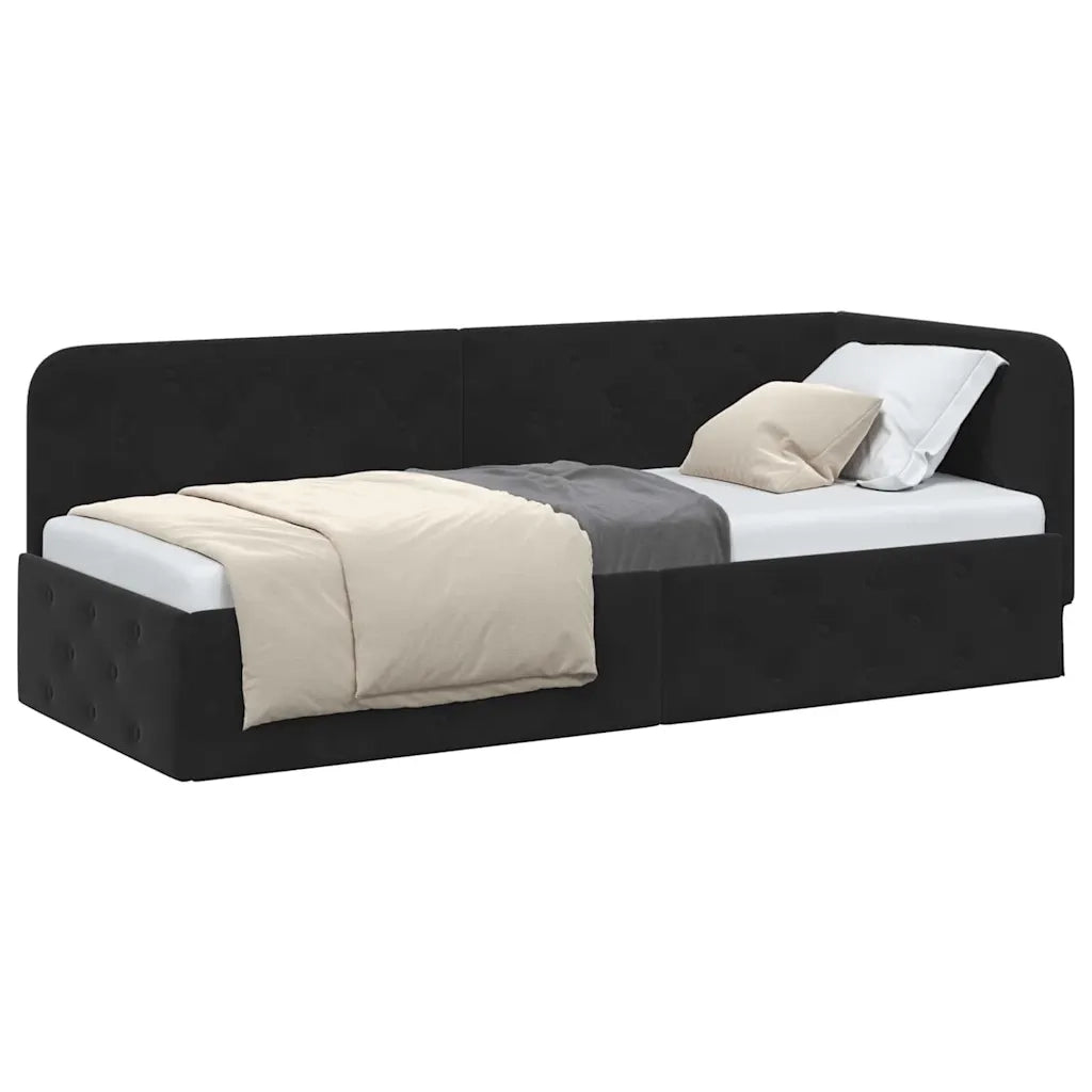 Cornice del letto ad angolo Nero 80 x 200 cm Velluto 42016518