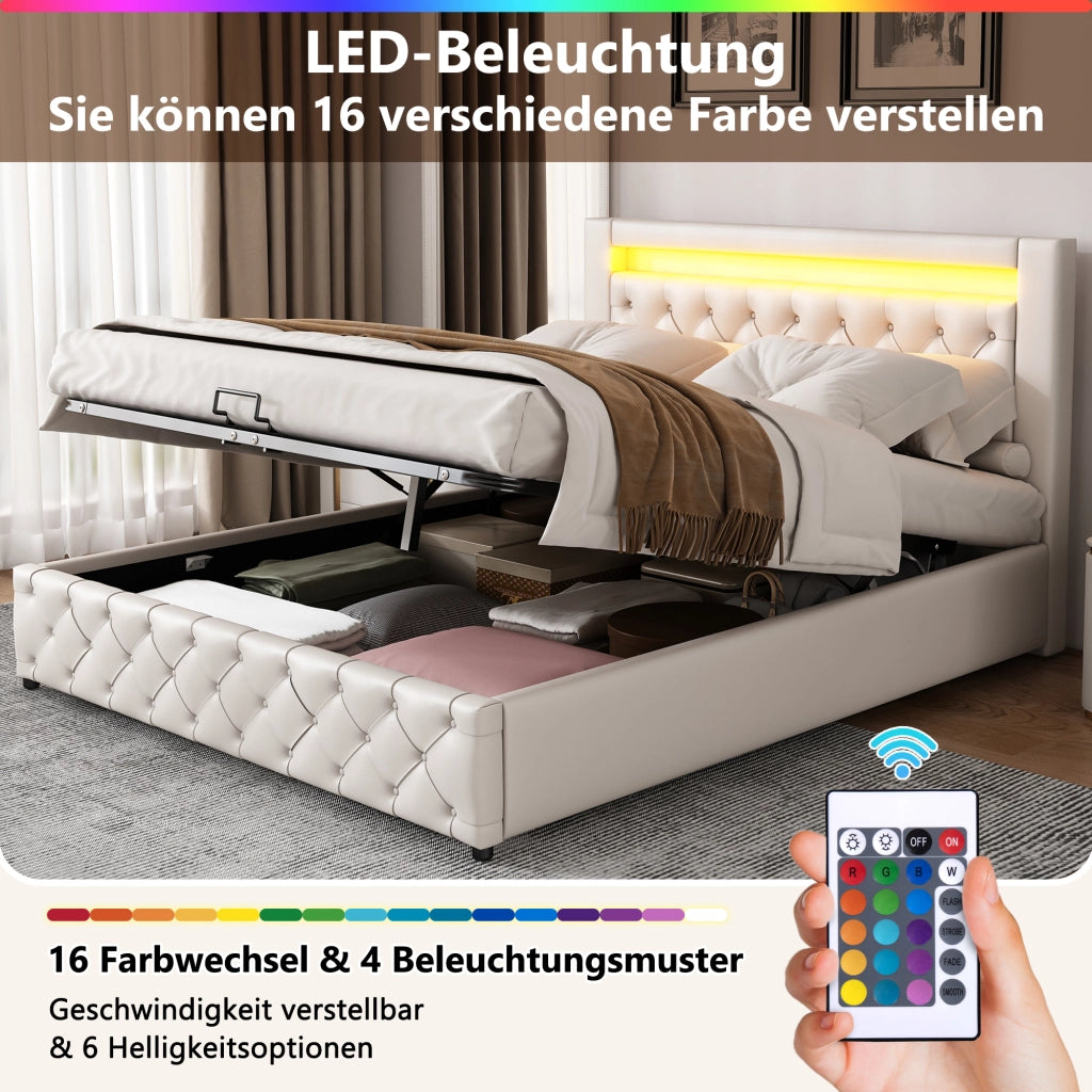 letto imbottito pu bianco 162 x 207 cm