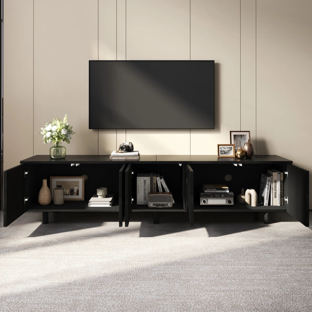 Lowboard per TV nero in MDF lunghezza 180 cm