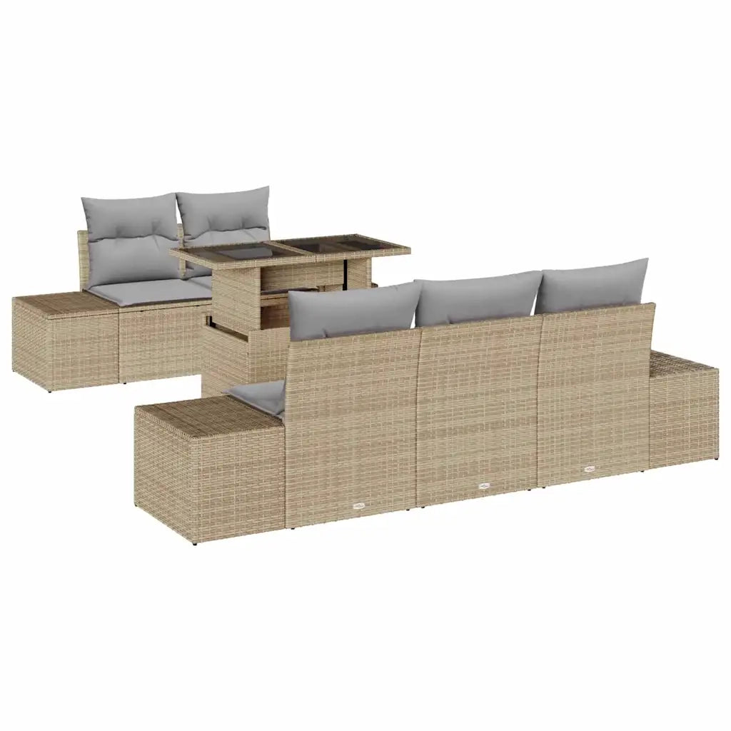 Set Divano da Giardino con cuscino 6 pcs Beige e Grigio Chiaro 3357833