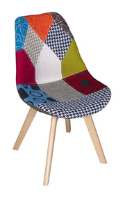 Sedia imbottita in tessuto patchwork, sedia da pranzo piede in legno - Mia - SD100MIPTW