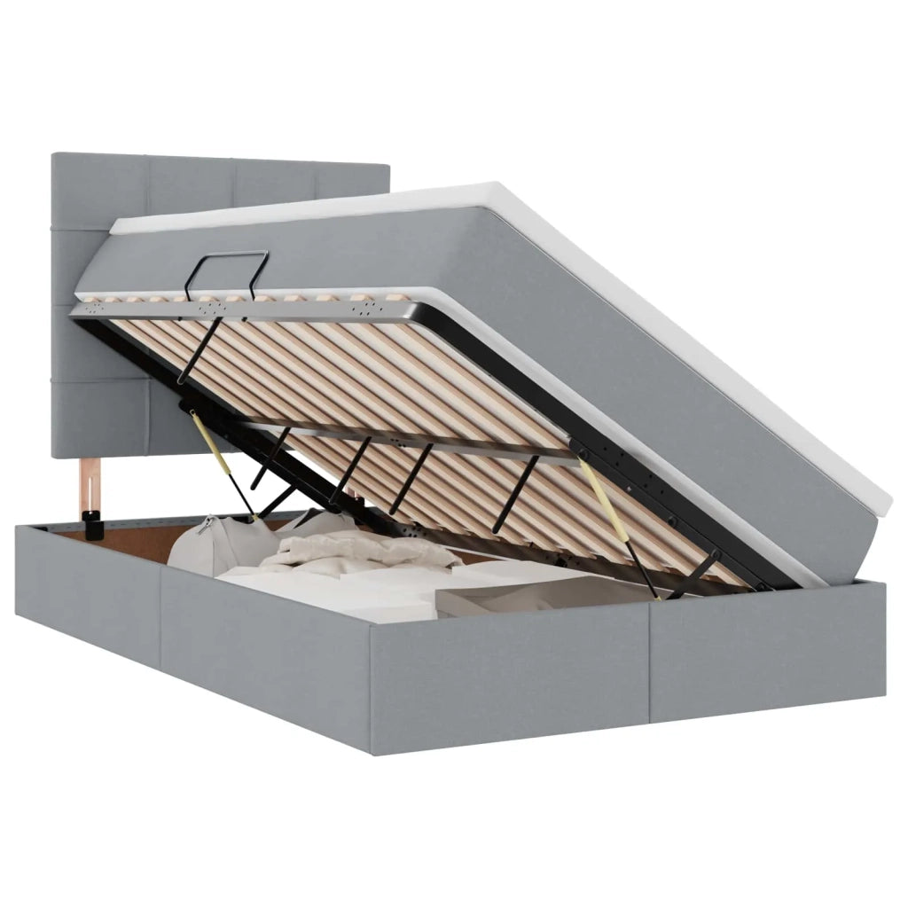 Letto con contenitore e LED con led Grigio chiaro 120 x 190 cm 3372402