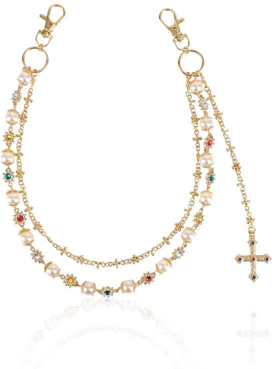 Catena per abbigliamento stile elegante - Pizzo/Strass - Accessorio per gioielli - Adatto per donne/uomini - 46,5 cm - Materiale di alta qualità Legering/Acrilico - Gioiello accessorio