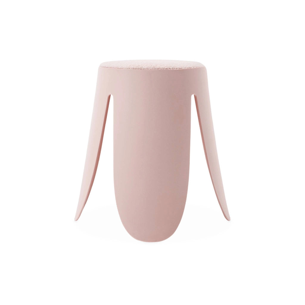Set 2 sgabelli impilabili in bouclé, rosa
