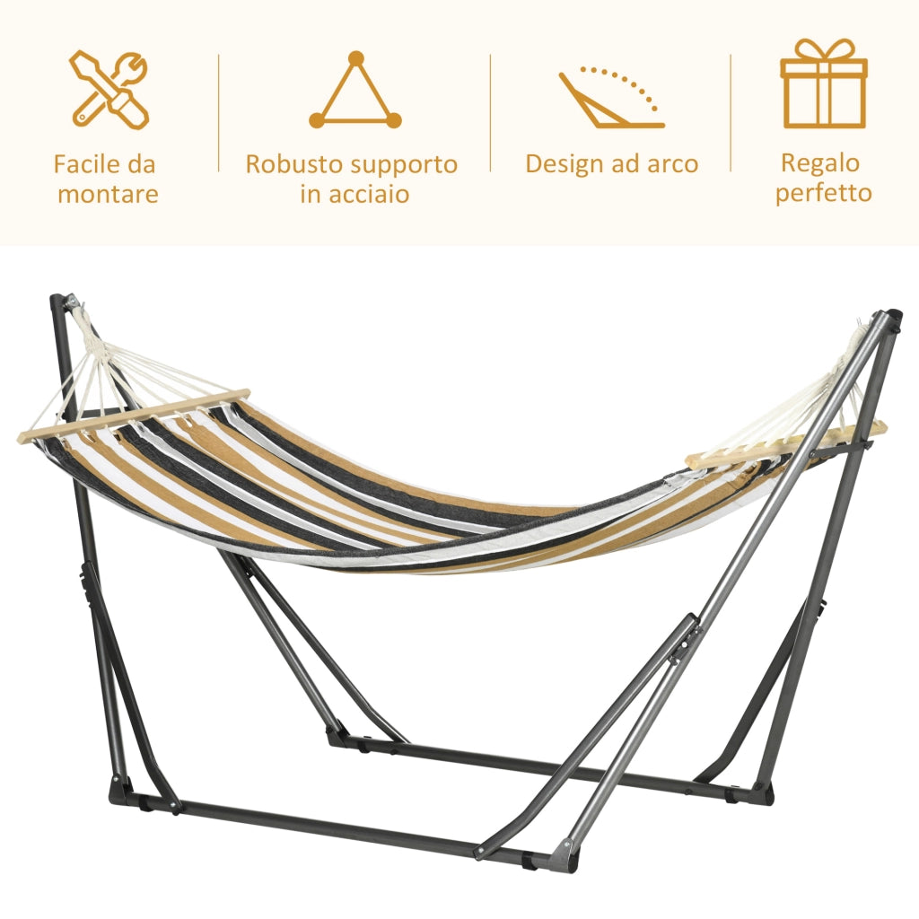 Amaca Autoportante con Supporto Pieghevole ¨C Xylo ¨C Cotone e Acciaio Grigio
