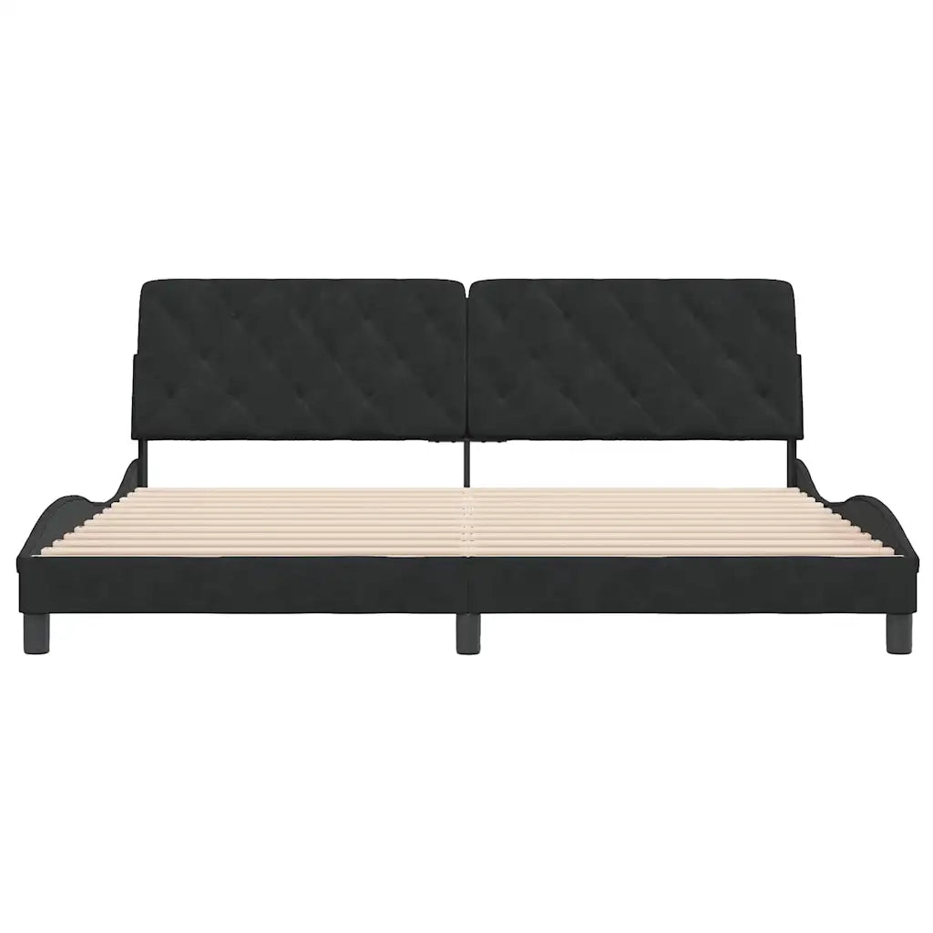 Giroletto senza Materasso Nero 200x200 cm in Velluto