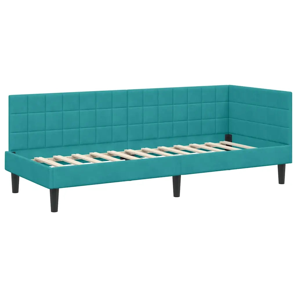 Cornice del letto ad angolo Turchese 80 cm x 200 cm Velluto 42016416