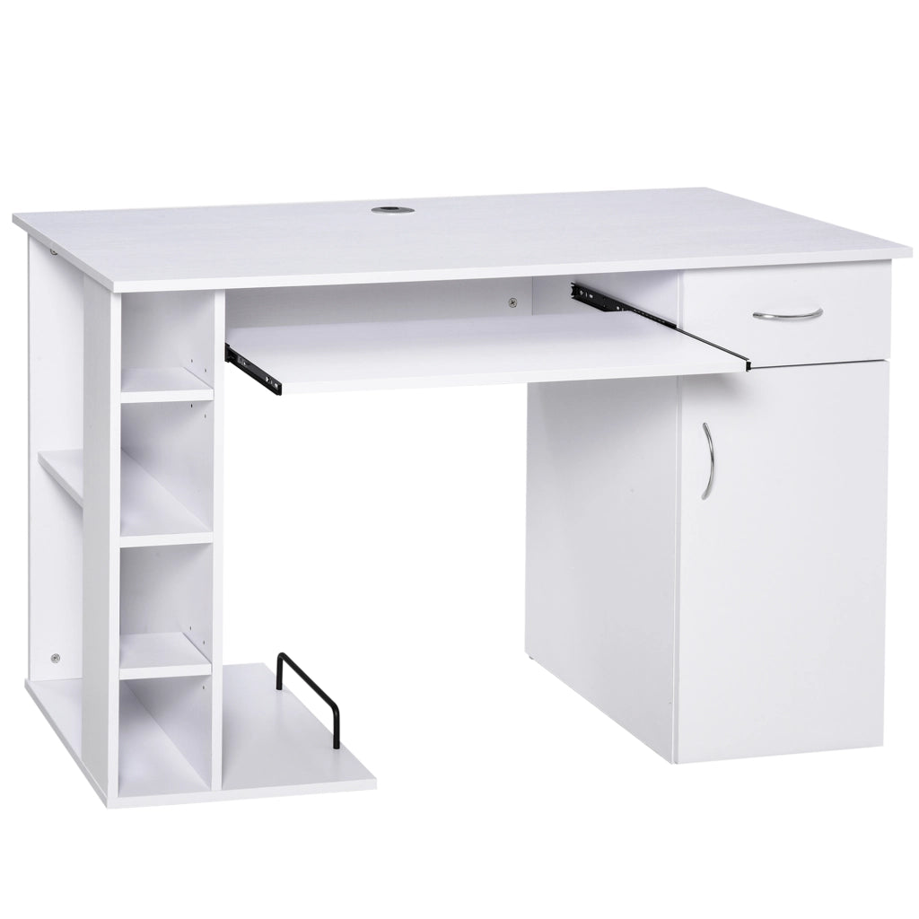 Scrivania per computer con scaffale e cassetto ¨C zephmum ¨C bianco MDF 120x60x74 cm