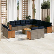 Set Divani da Giardino 14 pz con Cuscini Grigio in Polyrattan 3228217