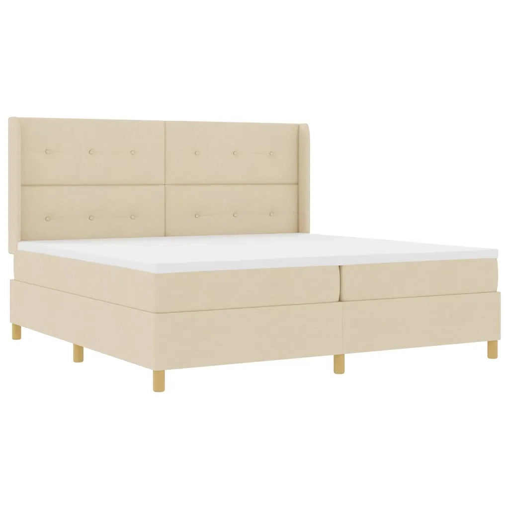 Letto a molle con materasso Crema 140 x 200 cm Tessuto