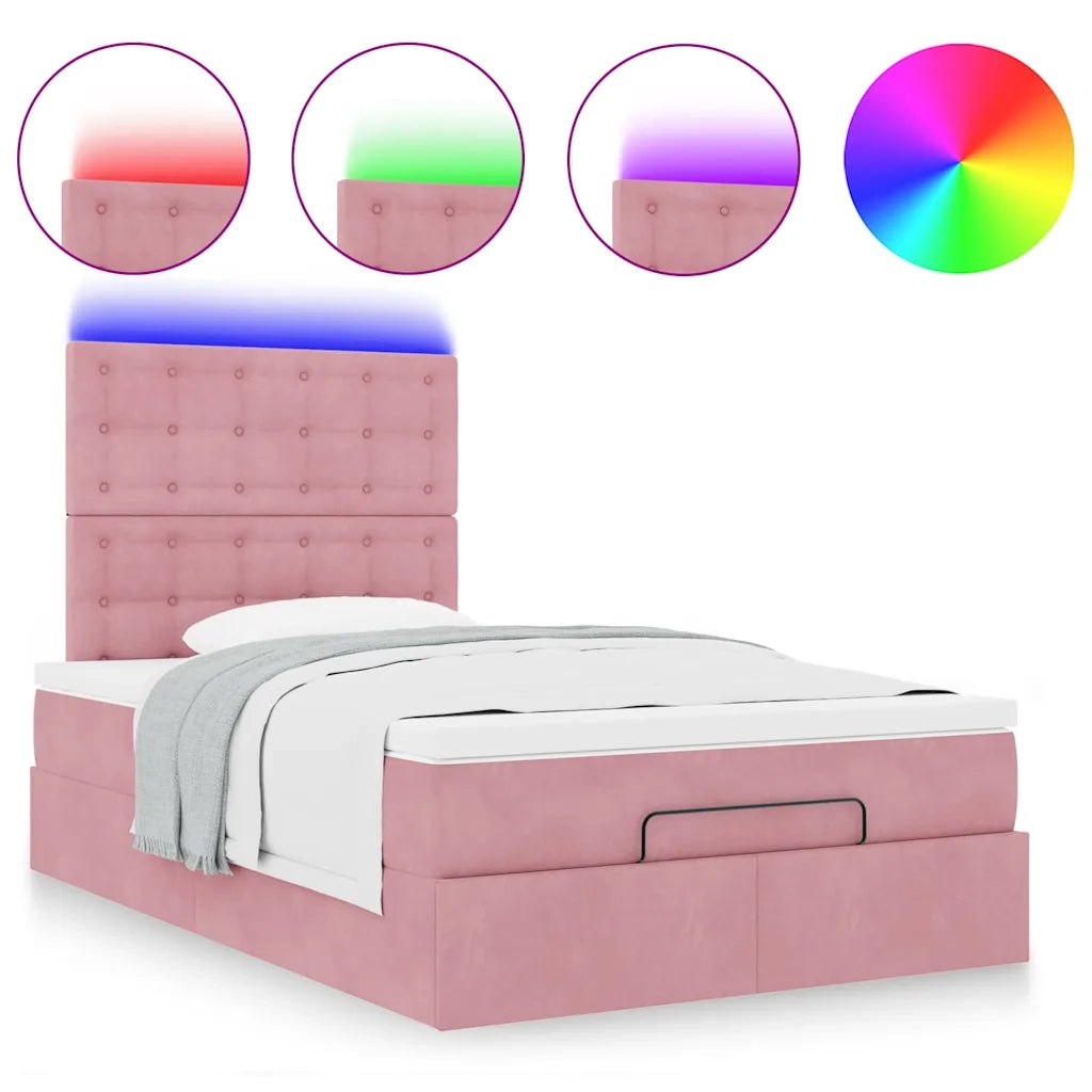 Struttura Letto Pouf con Materassi Rosa 120x190 cm Velluto 3314455