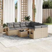 Set Divano da Giardino 9 pz con Cuscini Beige in Polyrattan 3252296
