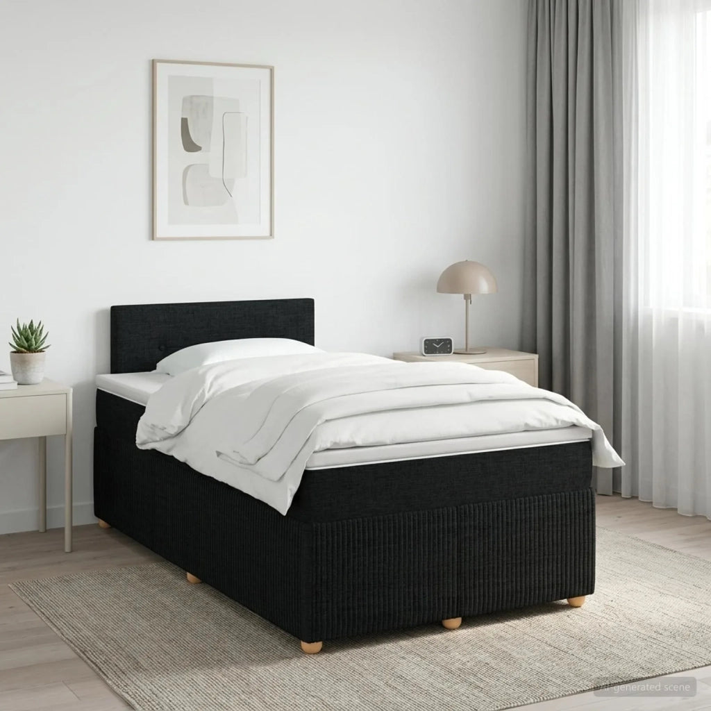 Letto box spring con materasso Nero 120 x 190 cm Tessuto 3451421