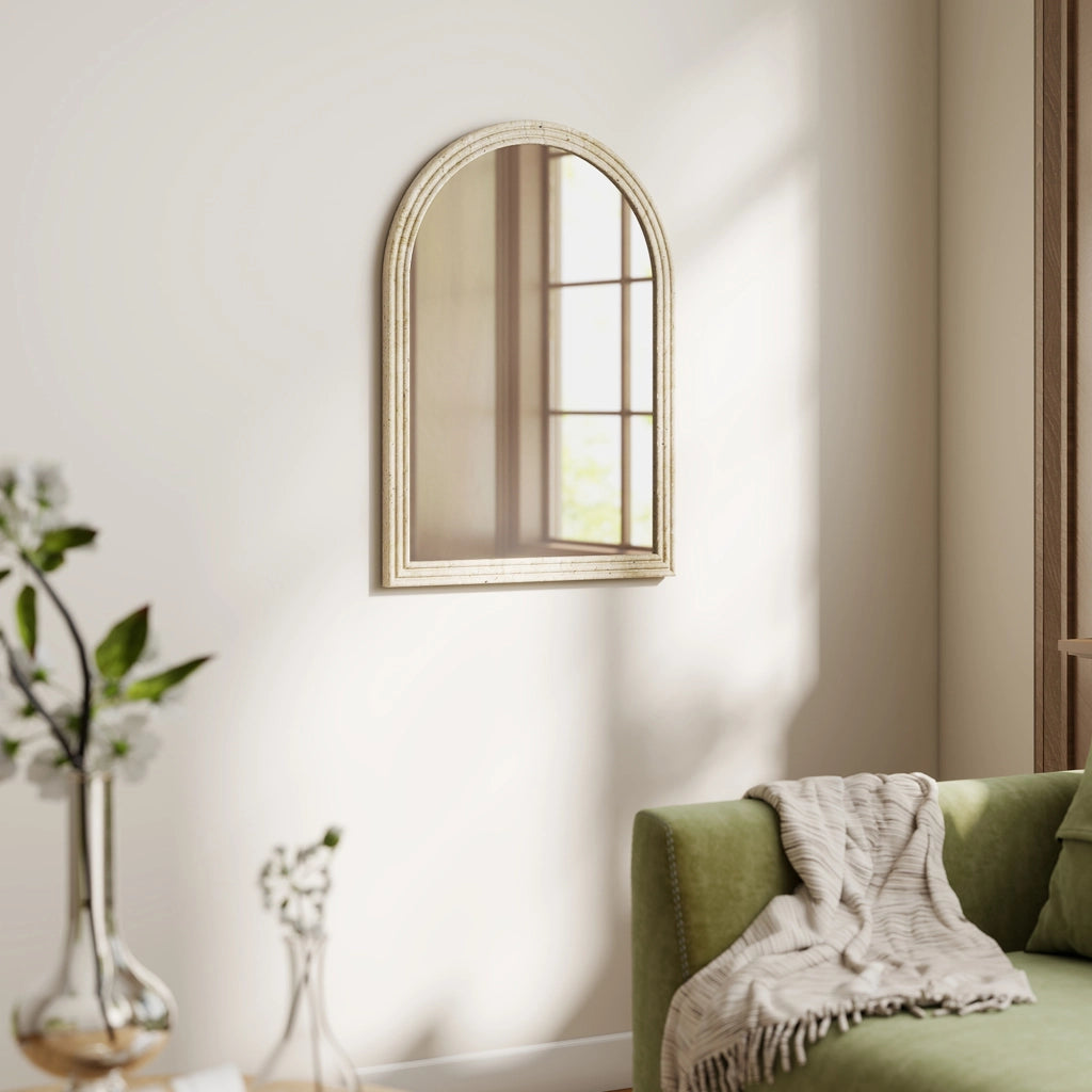 Specchio da Parete Arcuato per Bagno ¨C Minimal ¨C Beige 50x70 cm