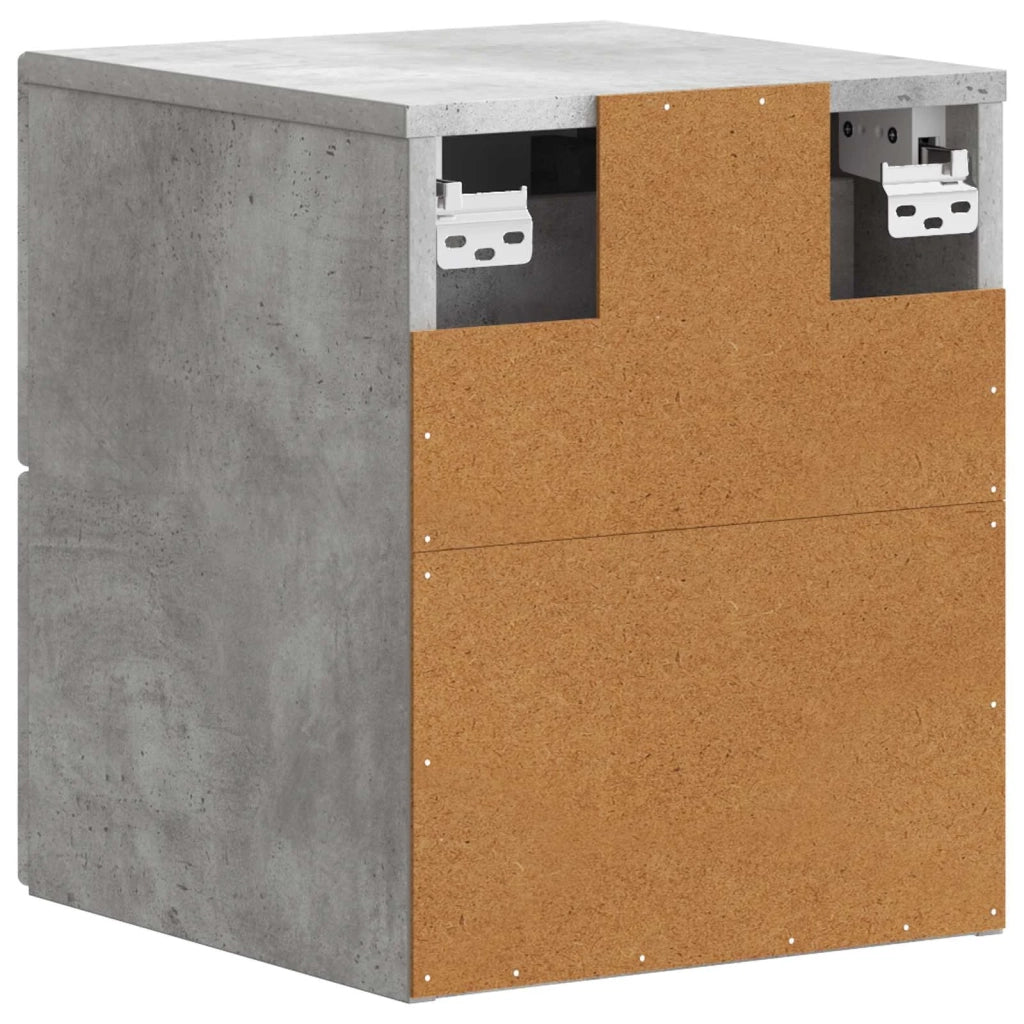 Mobiletto da notte a muro con cassetto 2 pcs Grigio Cemento 898642