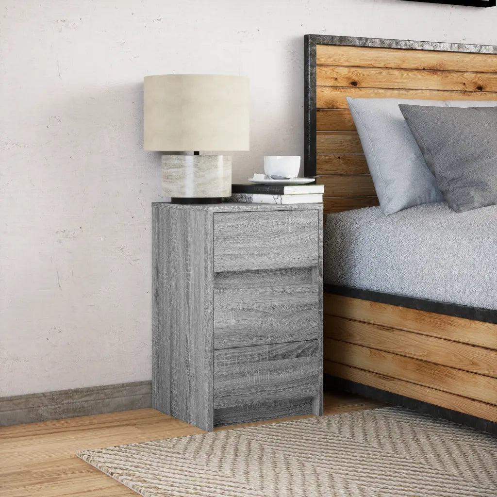 Comodino con Luci LED Grigio Sonoma in Legno Multistrato 852017