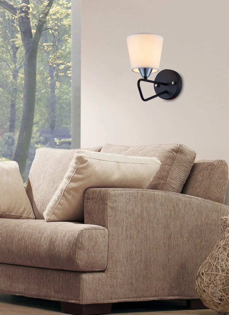 Applique Candellux Morley nera con paralume bianco E14