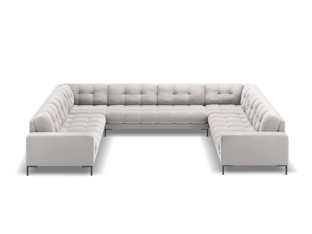 Cosmopolitan Design - Divano panoramico "Bali" 9 posti in velluto argento 