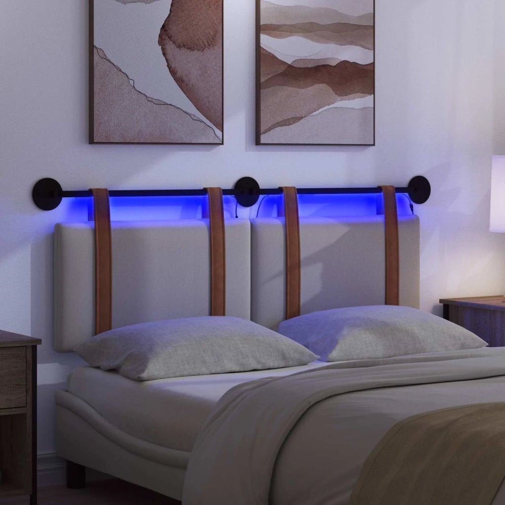 Testiera | Testata sospesa Con luce LED Grigio Nuvola PU Antico