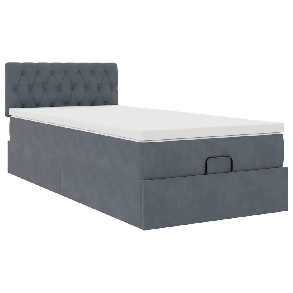 Struttura Letto Pouf con Materasso 180x200 cm in Velluto 3312657