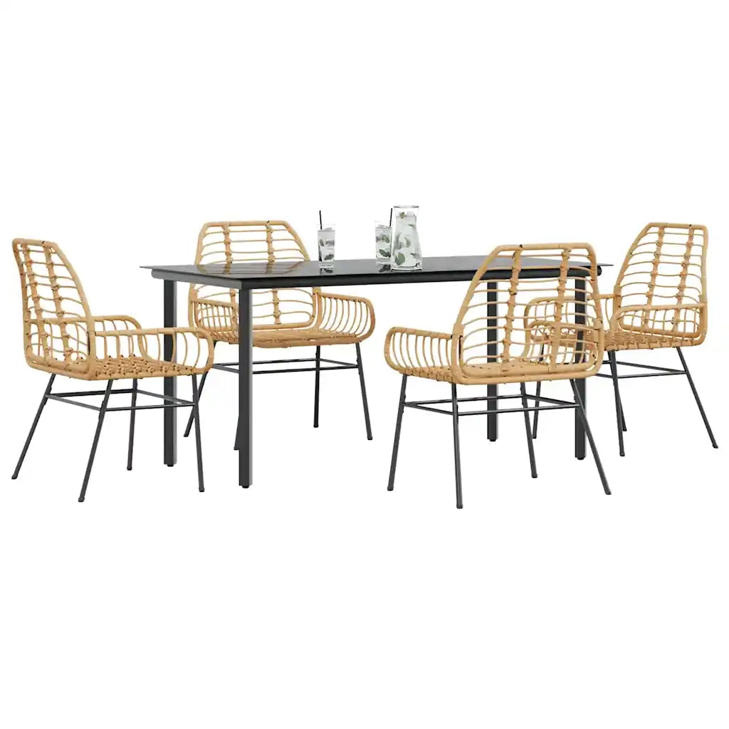 Set da Pranzo da Giardino 5pz Polyrattan Vetro 3334544