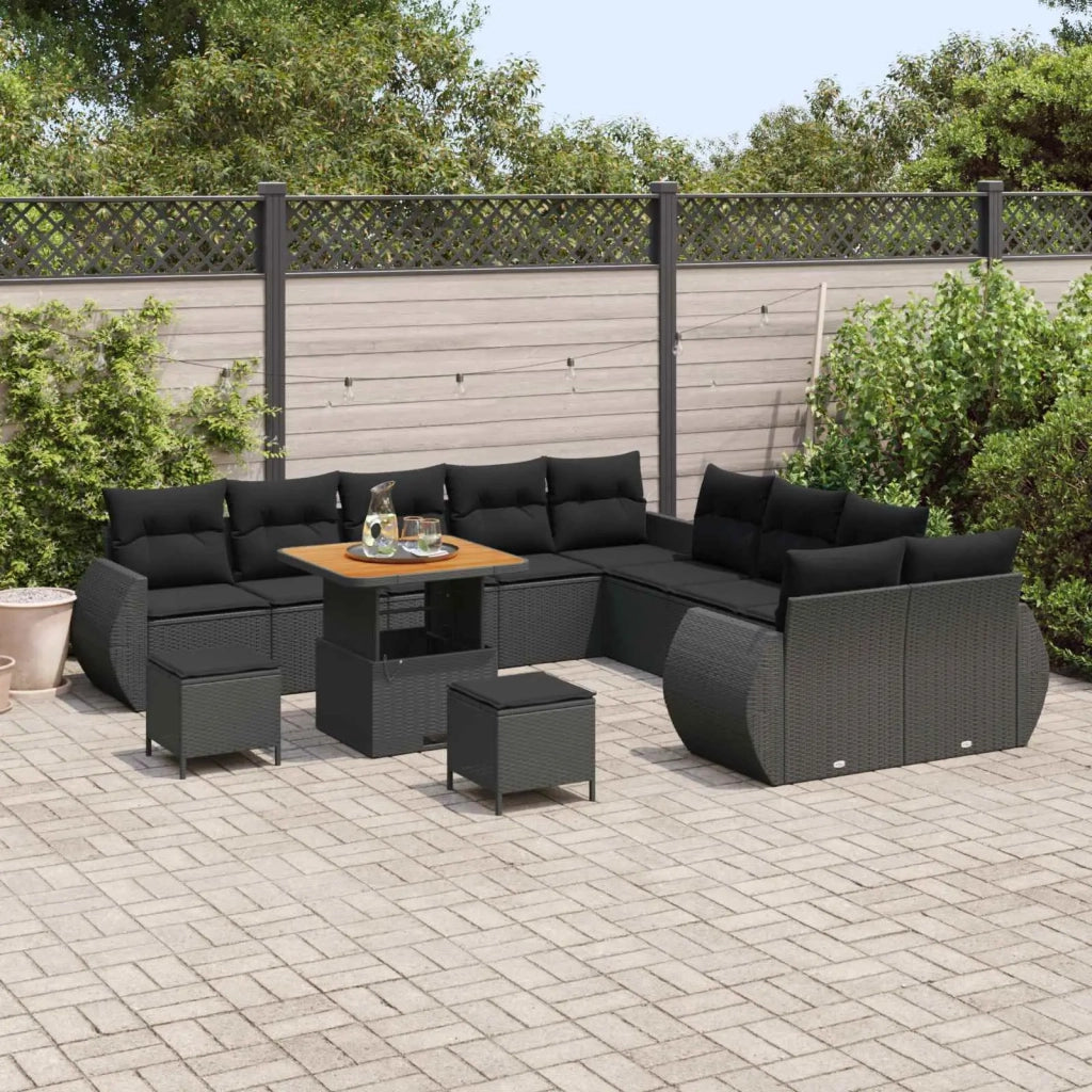 Set Divano da Giardino 13 pcs Nero polyrattan 3361929