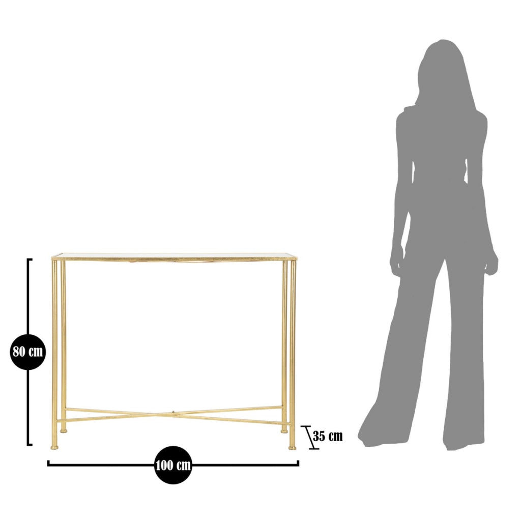 Tavolo Consolle VKH629, Oro, Metallo, 100x35x80 cm