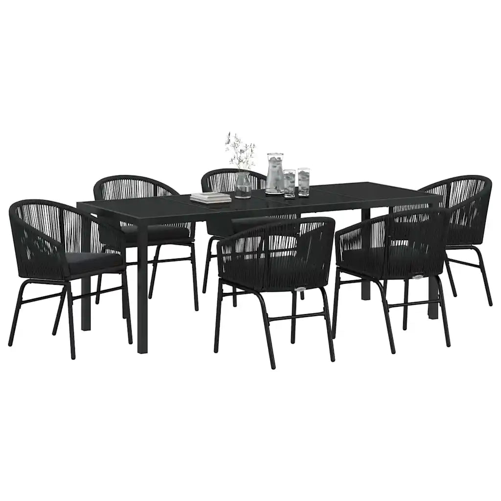 Set da Pranzo per Giardino 7 pcs Nero 3379350