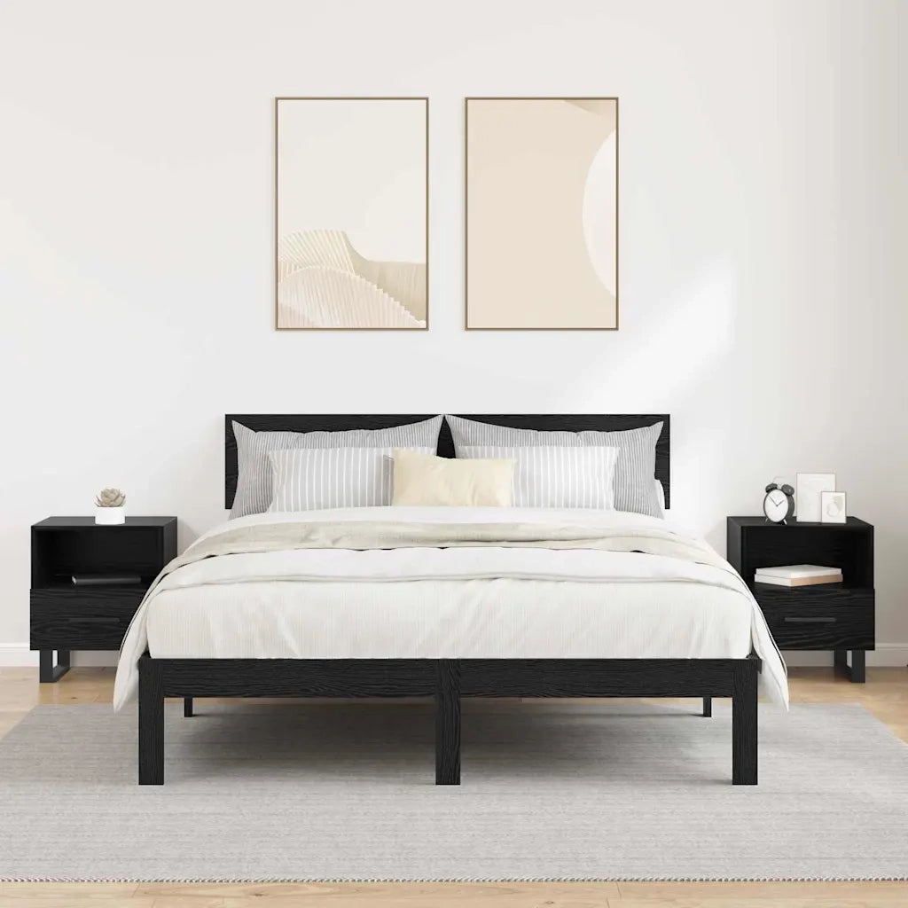 Set di 2 Comodini | Armadio da Notte | Mobiletto da notte Rovere Nero 40 x 35 x 47,5 cm