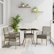 Set da Pranzo per Giardino 3 pcs Grigio polyrattan 3334927
