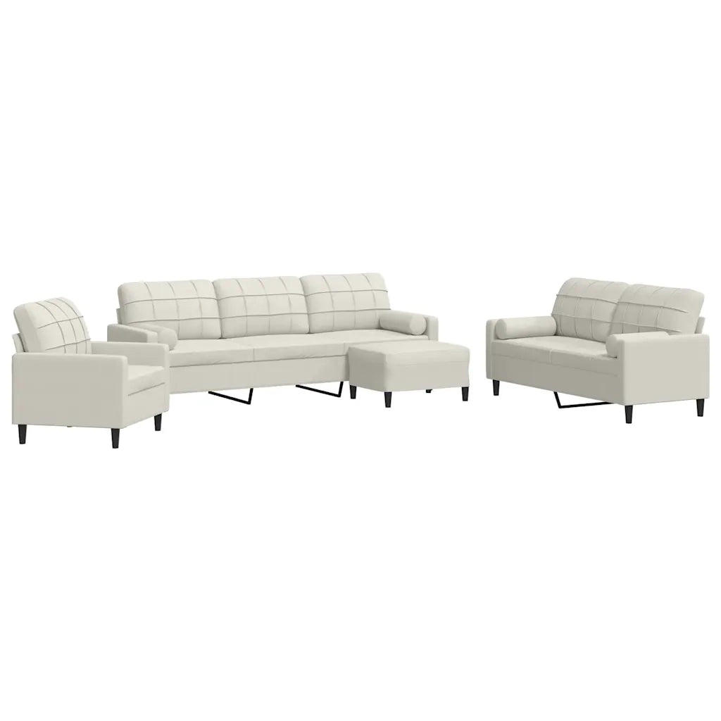Set di Divani 4 pz con Cuscini e Rinforzi Crema in Velluto 3278469