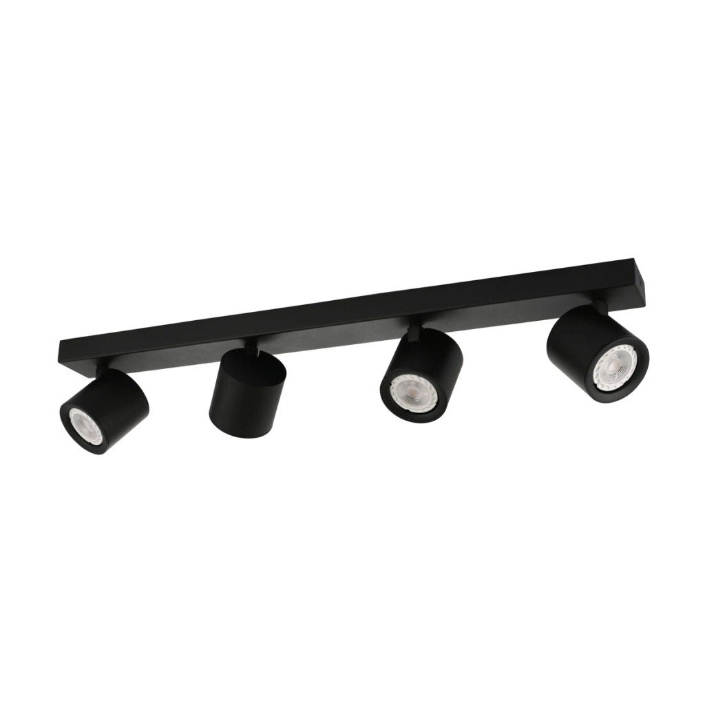 Faretto soffitto moderno 4 luci nero orientabile GU10