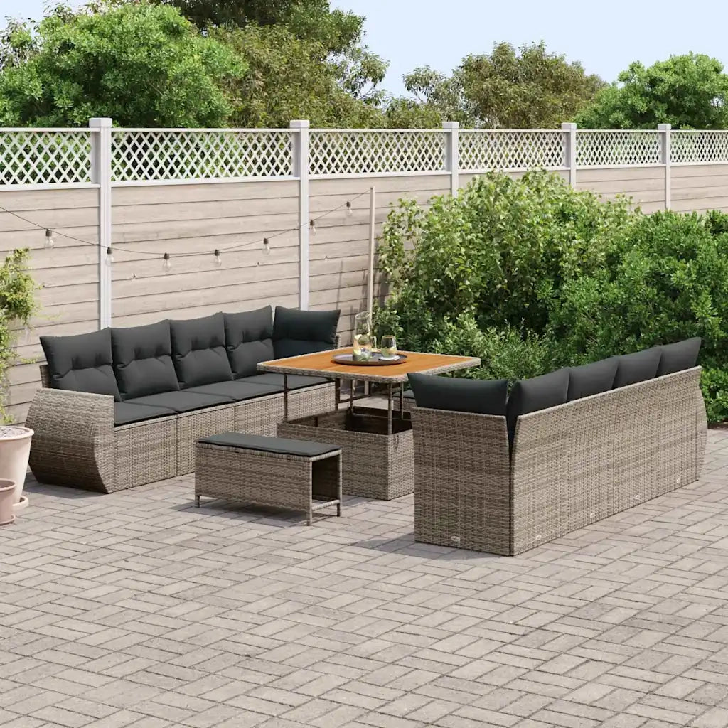 Set Divano da Giardino con cuscino 11 pcs Grigio polyrattan 3361858