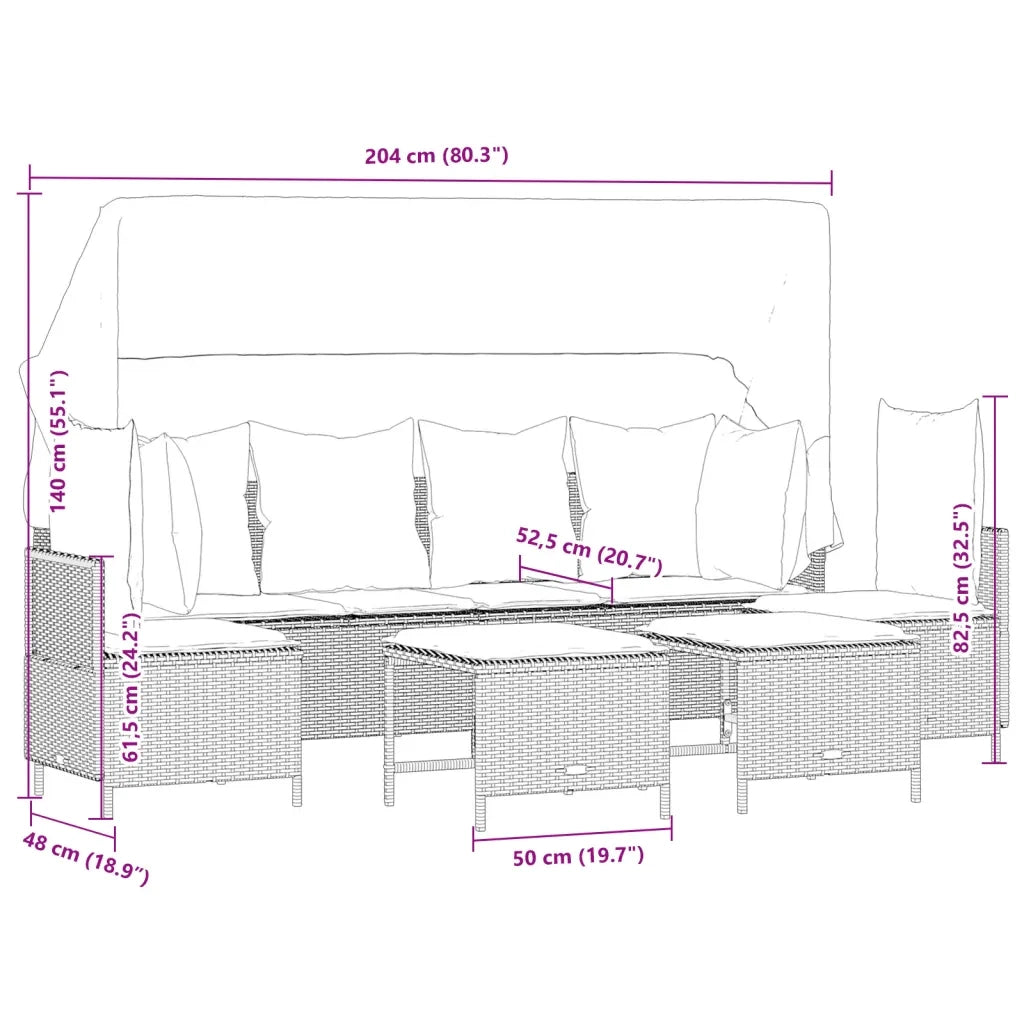 Set Divano da Giardino 5 pz con Cuscini Grigio in Polyrattan 3261553