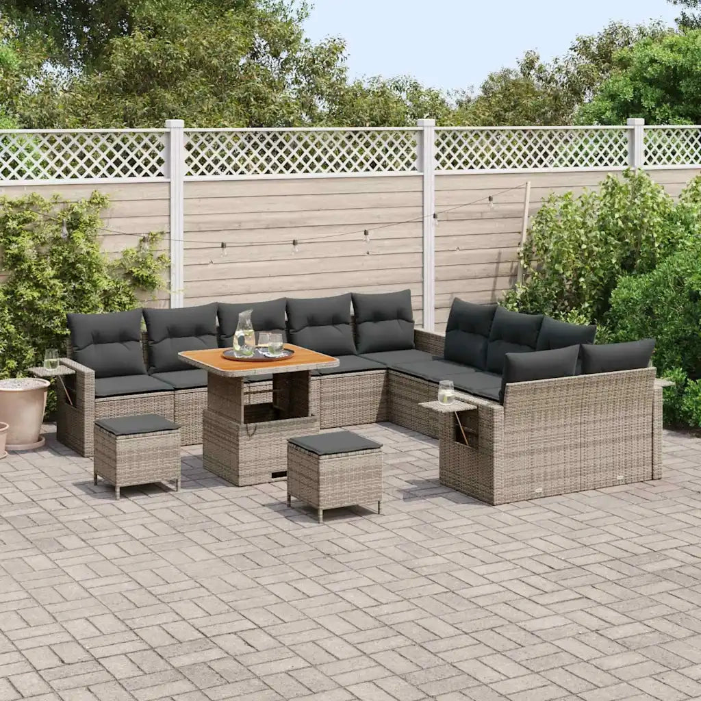 Set Divano da Giardino con cuscino 13 pcs Grigio polyrattan 3363753