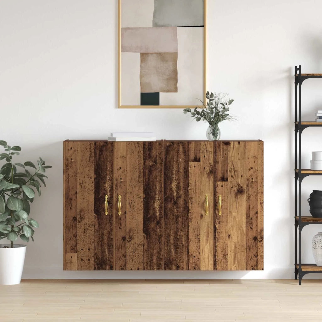 Mobiletto a muro 2 pcs Legno vecchio 69,5 x 34 x 90 cm 3394518