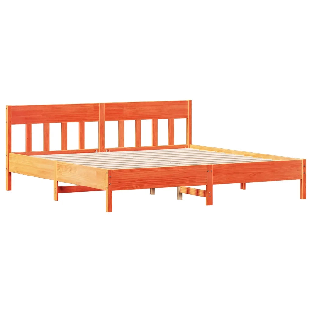 Giroletto senza Materasso-Struttura Letto Marrone Cera 200x200 cm Legno di Pino 895877