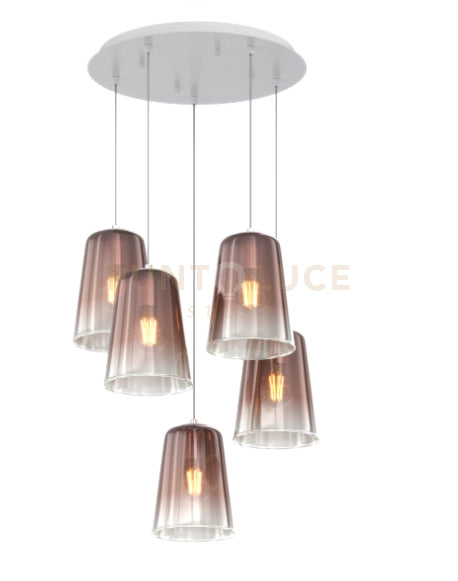 SOSPENSIONE BIANCO TONDA 5 LUCI RAME 1164BI-S5 T-RA