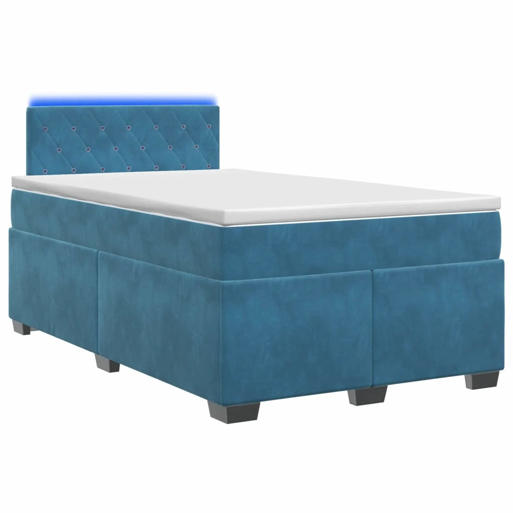 Letto con Box Spring, Materasso e LED Blu 120 x 190 cm Velluto 3452136