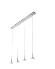 Lampada a sospensione Dunk 4 luci Fabas Luce - LED 32W dimmerabile - Alluminio Spazzolato Design lineare