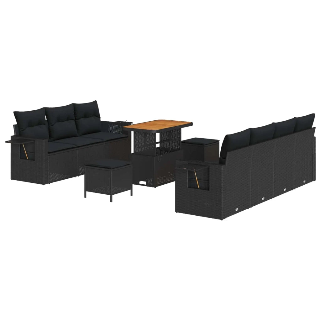 Set Divano da Giardino con cuscino 10 pcs Nero polyrattan 3361709