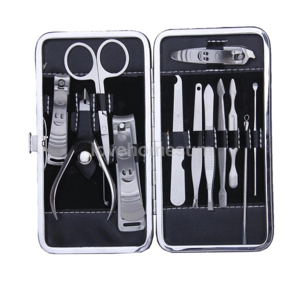 Trade Shop - Kit Professionale Manicure Pedicure Unghie Set 12 Pezzi Idea Regalo Estetista -