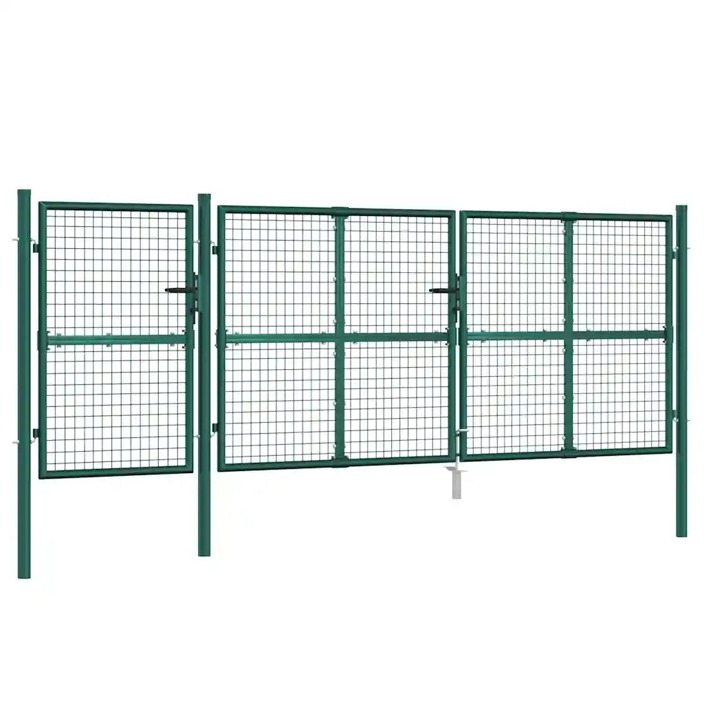 Cancello da Giardino in Rete Verde 400x125 cm in Acciaio Zincato 154537