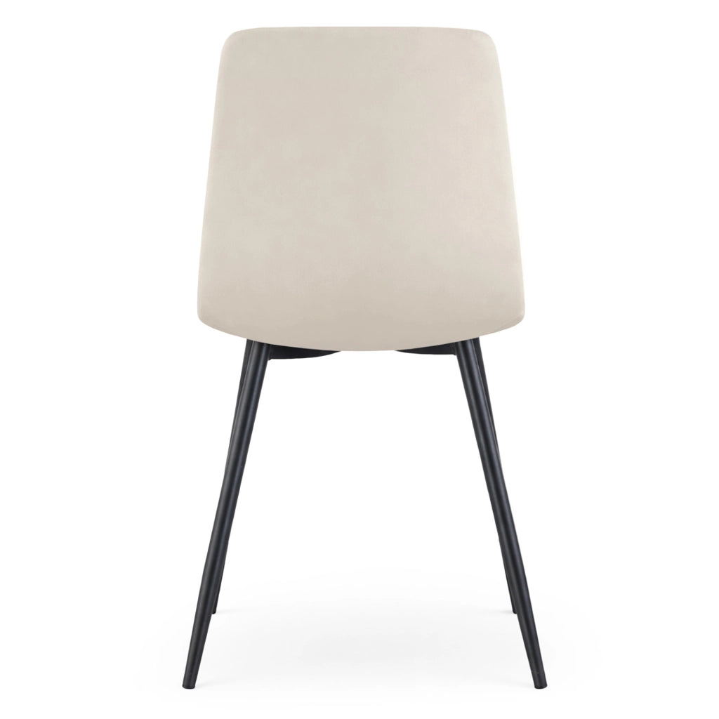 Sedia in velluto trapuntata LIVO Beige gambe nere