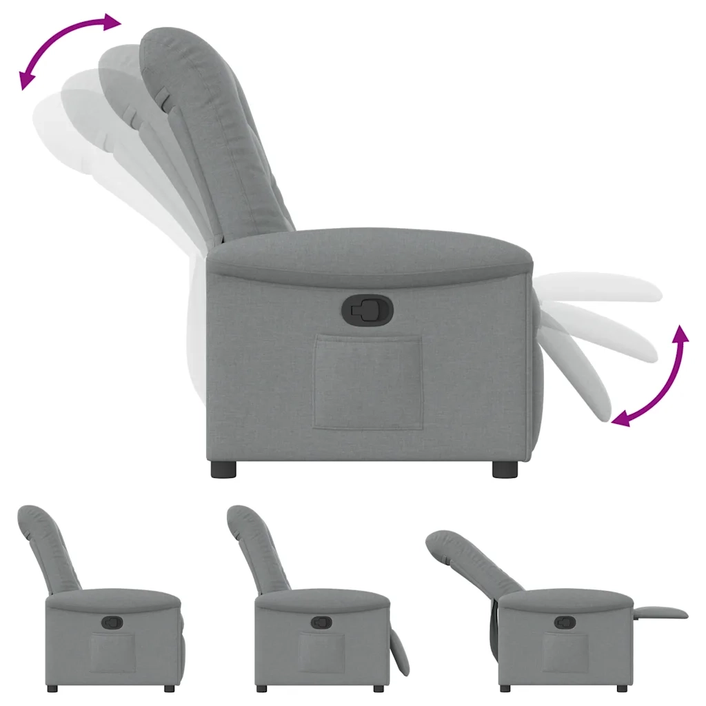 Poltrona | Sedia Relax Reclinabile in Tessuto Grigio Chiaro