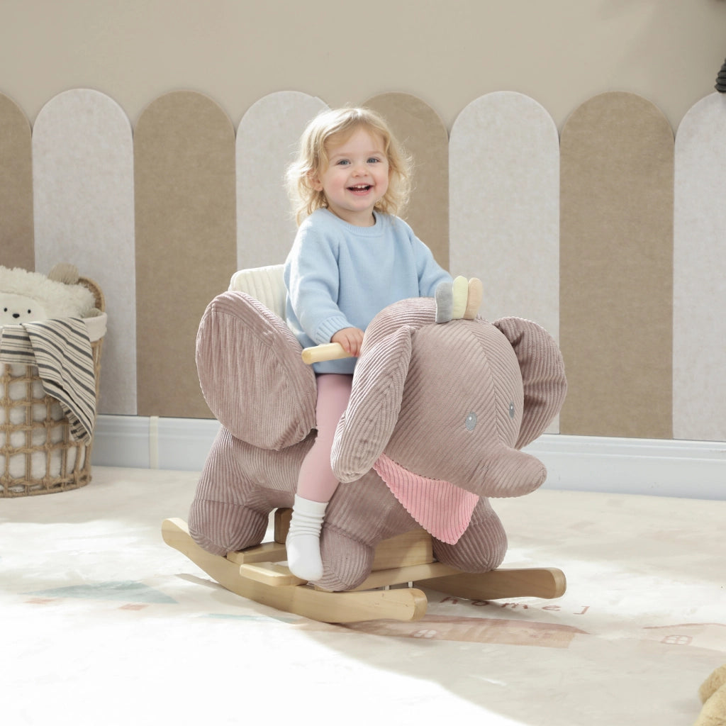 Dondolo per Bambini con Suono e Cintura di Sicurezza ¨C Minimal ¨C Legno Naturale