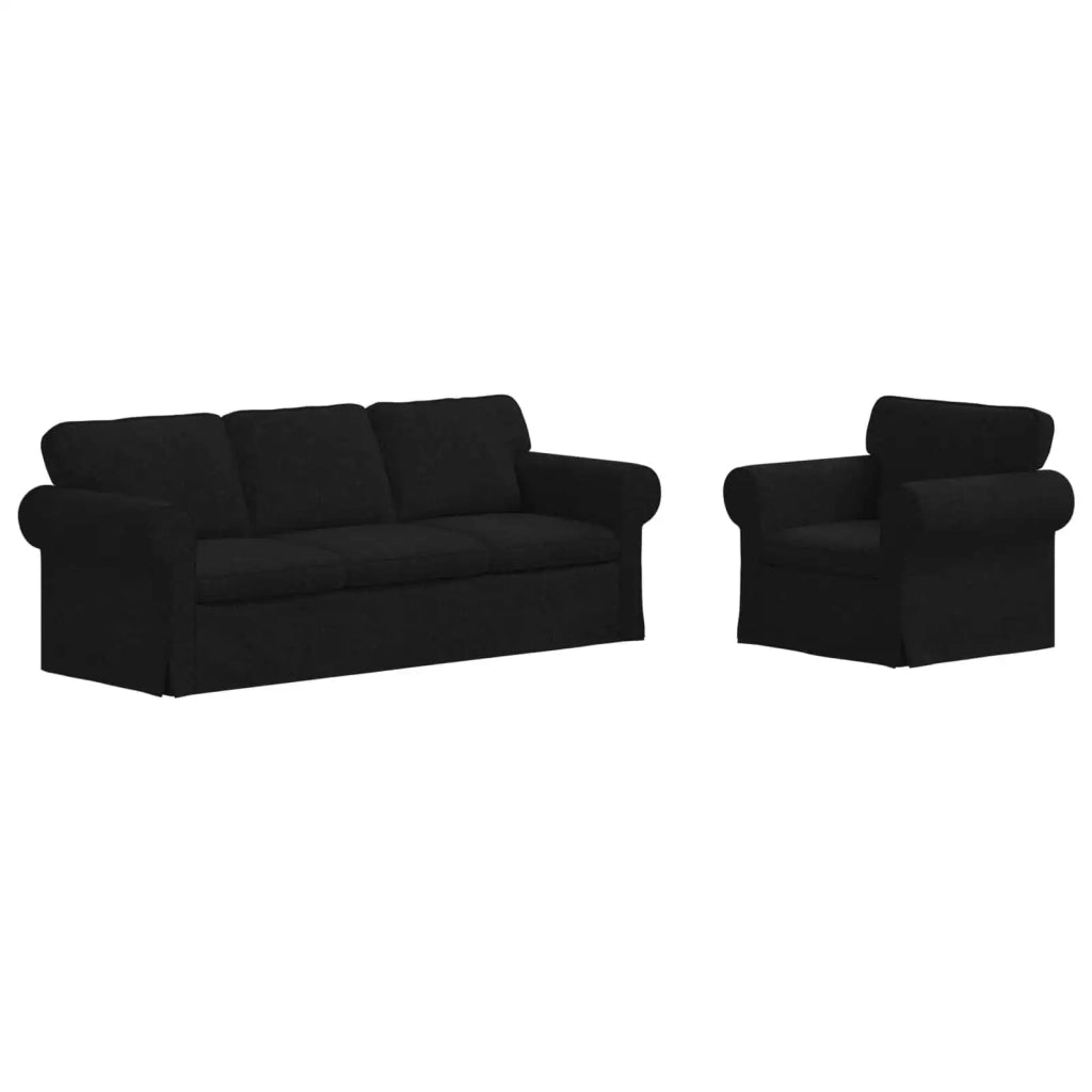 Set di divani 2 pcs Nero 215 x 82 x 80 cm Tessuto 3407576