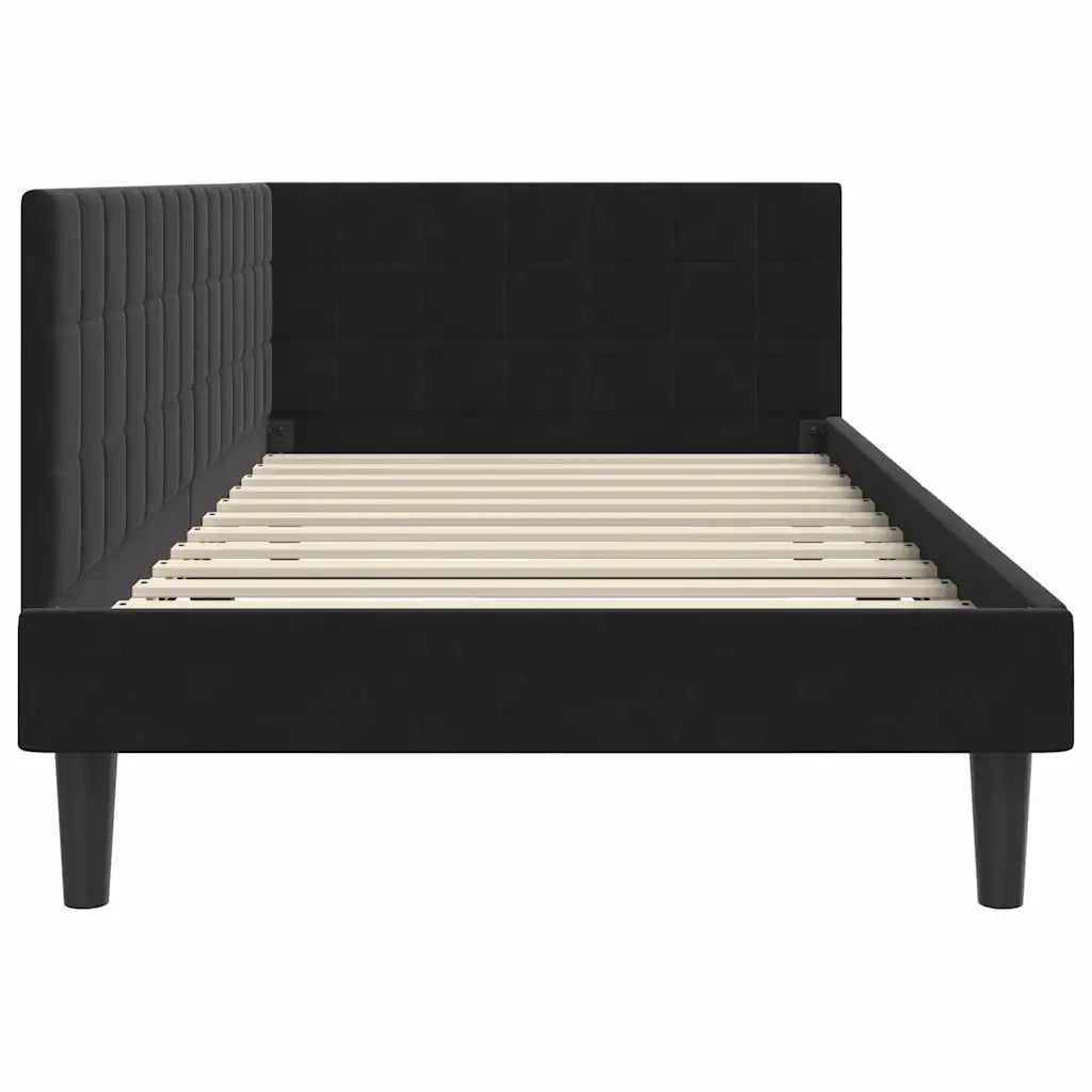 Cornice del letto ad angolo Nero 90 cm x 200 cm Velluto 42016433